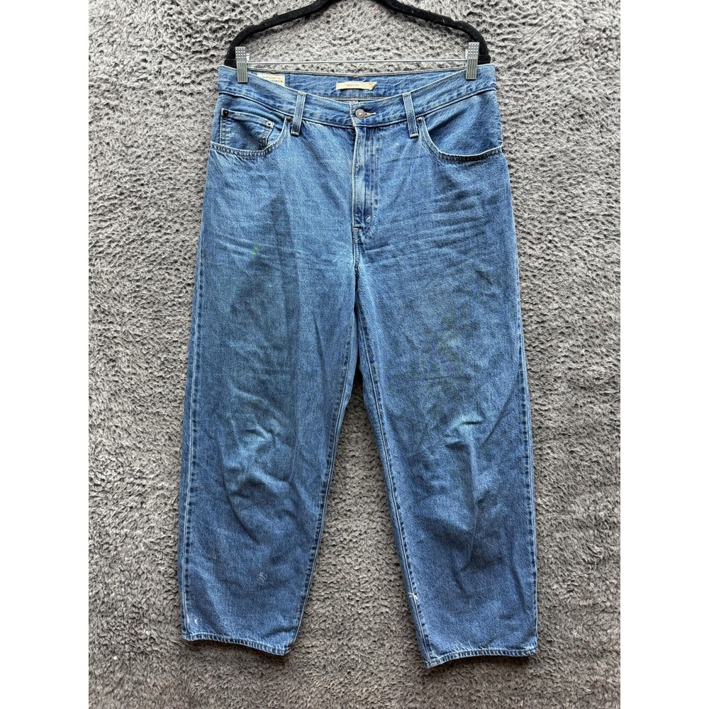 Levi's Premium Baggy Dad Loose Fit Denim Jeans Dark Wash Blue Womens Size 30